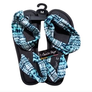 Charlie Paige Black and Teal Sandals